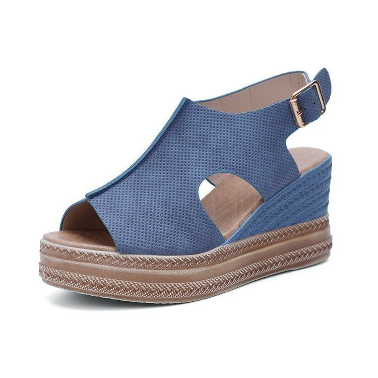 Sandales à Talon Compensé Femme – Style Estival avec Boucle