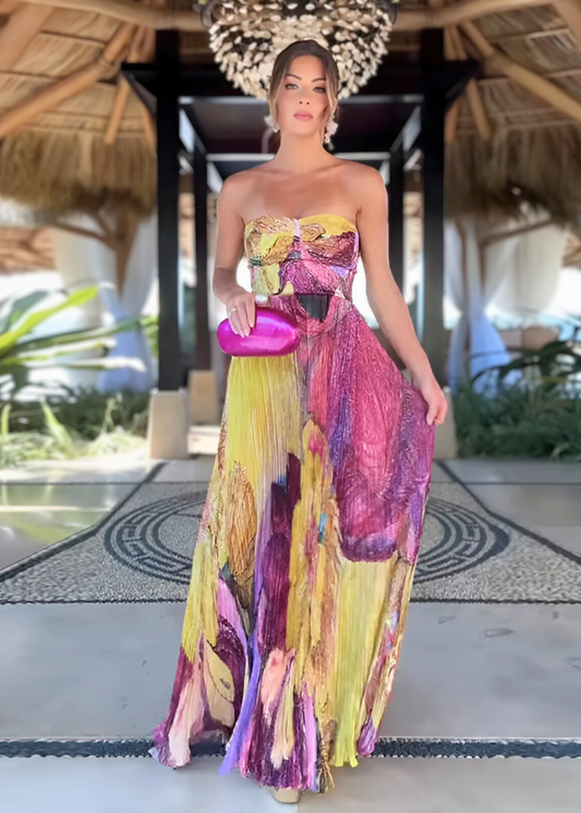 Robe longue bandeau imprimée slim