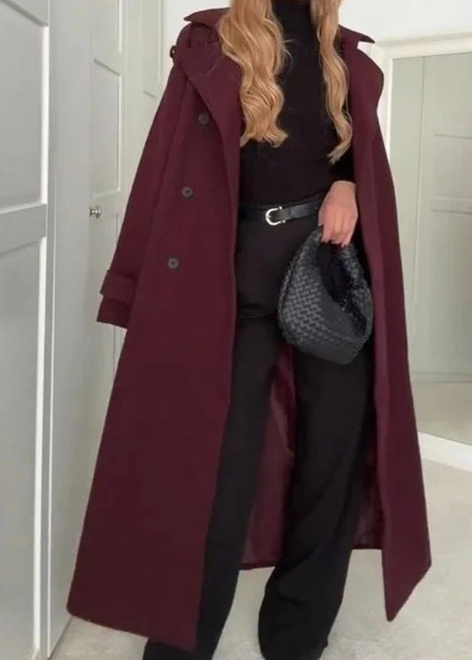 Manteau long croisé femme ceinturé