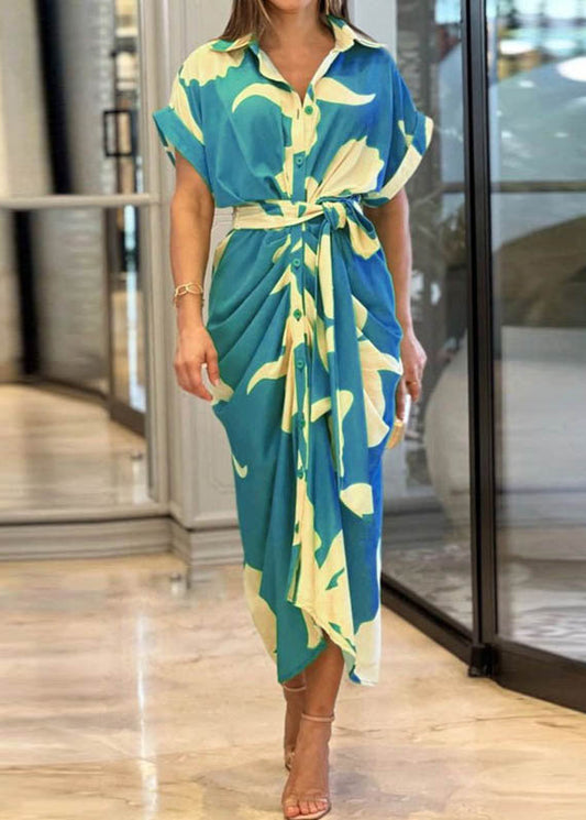 Robe chemise élégante imprimée ceinturée