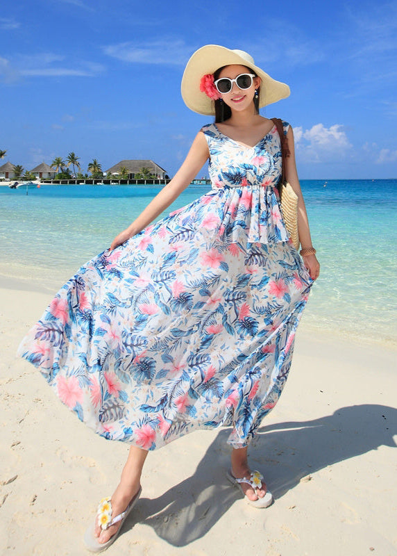 Robe midi fluide à imprimé floral en chiffon