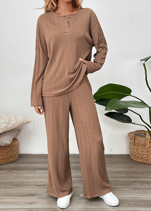 Ensemble pantalon large décontracté femme