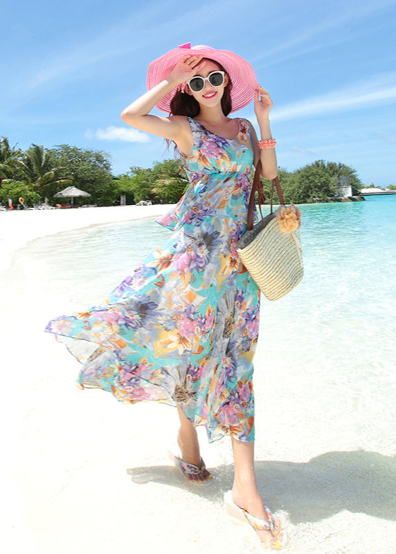 Robe midi fluide à imprimé floral en chiffon