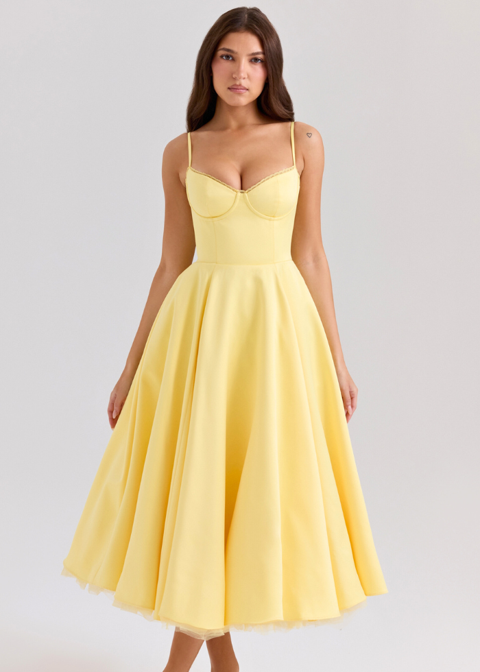 Robe Longue Rose Femme – Style Bustier & Jupe Volumineuse