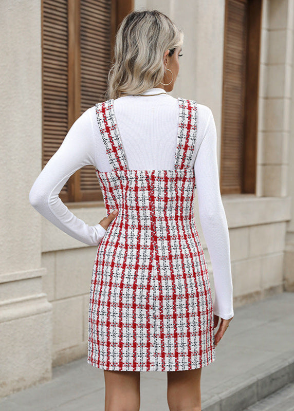 Robe Courte À Carreaux Style Preppy