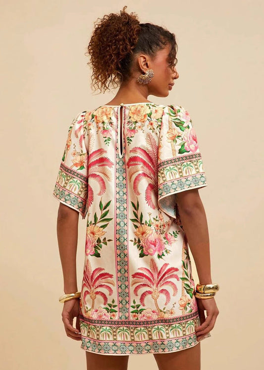 Robe Courte Vintage Imprimé Tropical