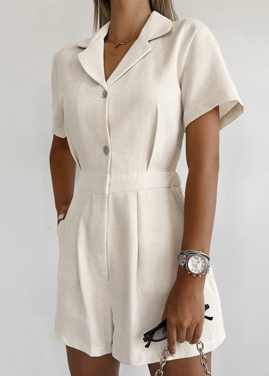 Combinaison Courte Lin Élégance Décontractée