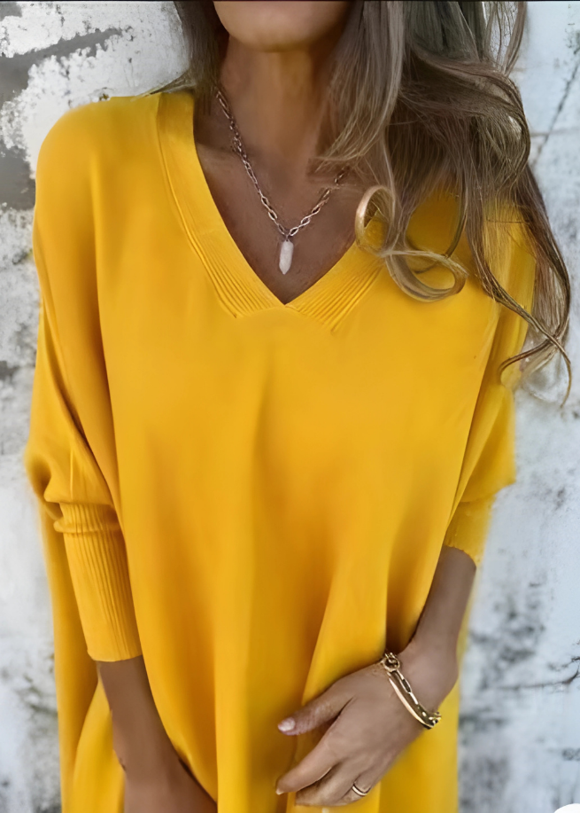 Pull long V-cou oversize automne