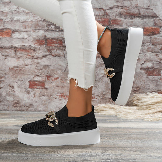 Chaussures plates femme maille respirante