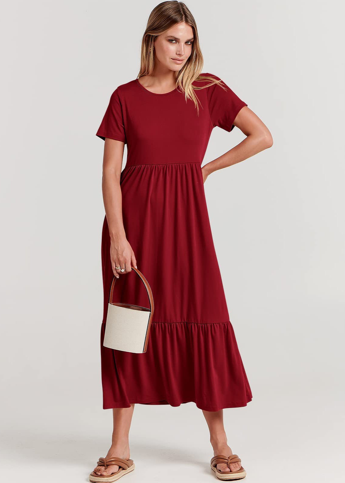 Robe Décontractée Femme Col Rond à Volants