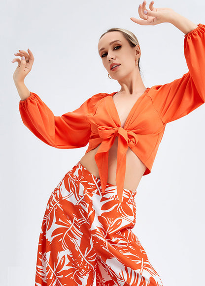 Ensemble Femme 2 Pièces – Haut Noué & Pantalon Imprimé