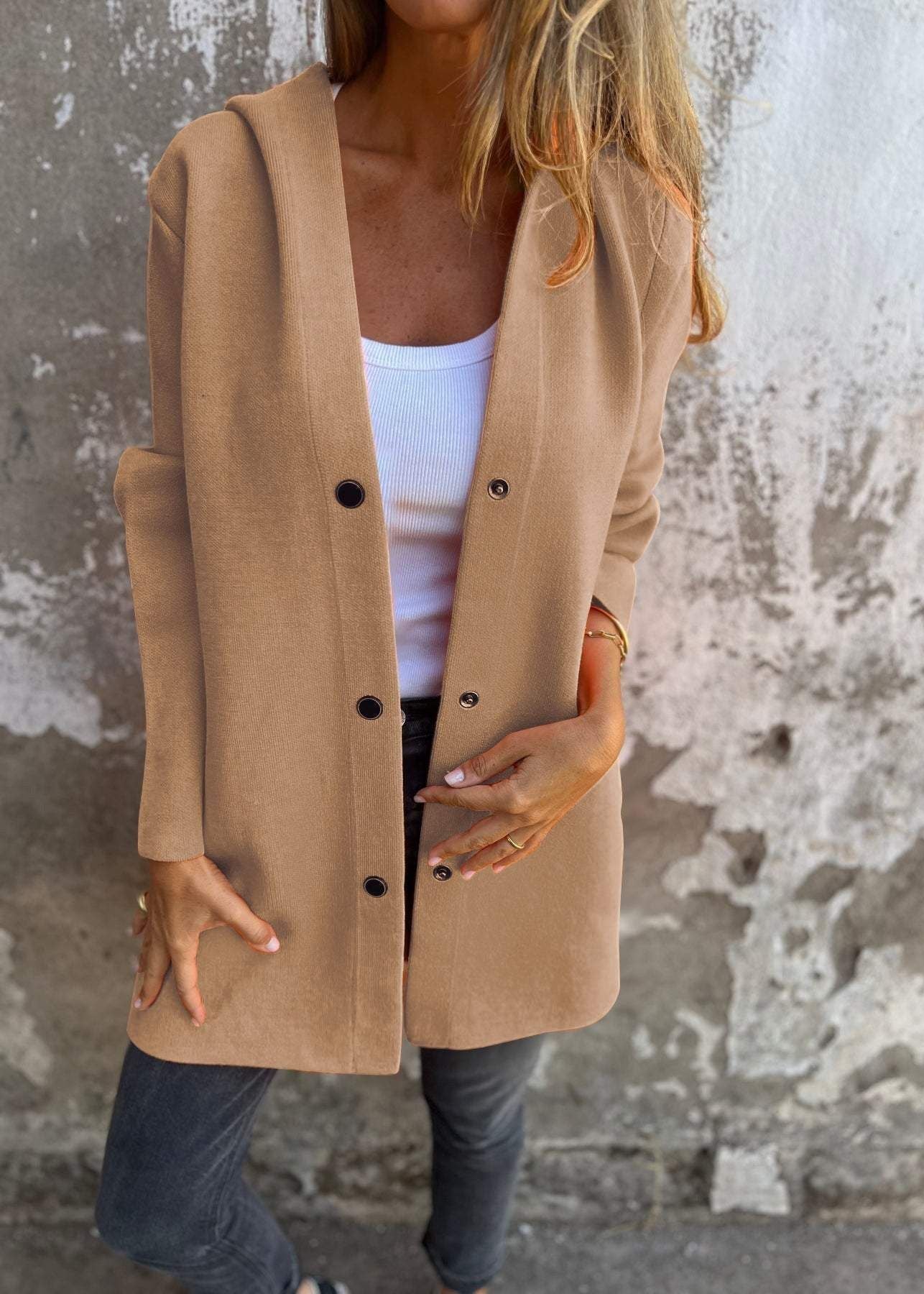 Cardigan Décontracté à Capuche Femme