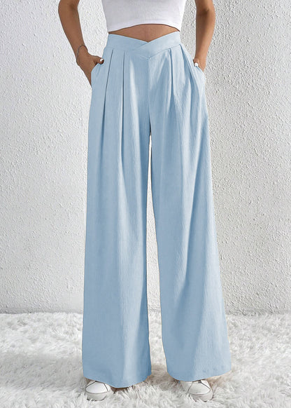 Pantalon large plissé femme été