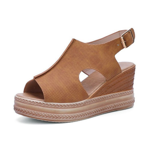 Sandales à Talon Compensé Femme – Style Estival avec Boucle