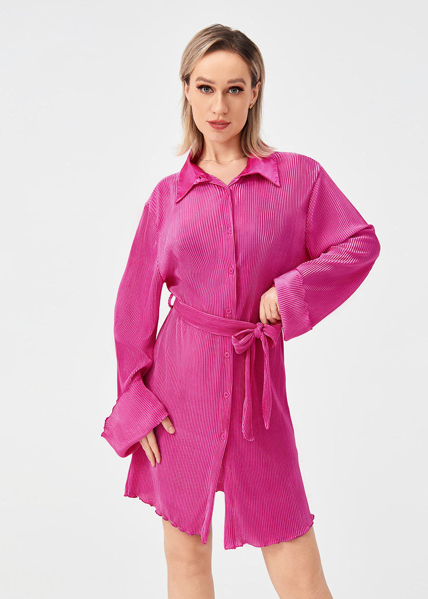 Chemise Plissée Décontractée avec Ceinture