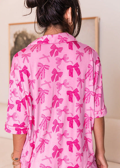 Pyjama Deux Pièces Nœud Rose