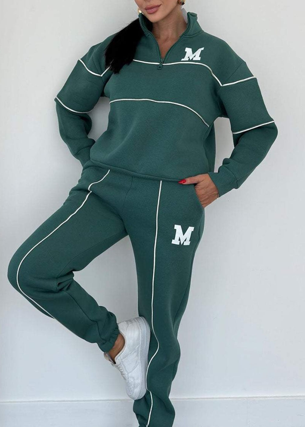 Ensemble sweat décontracté à rayures