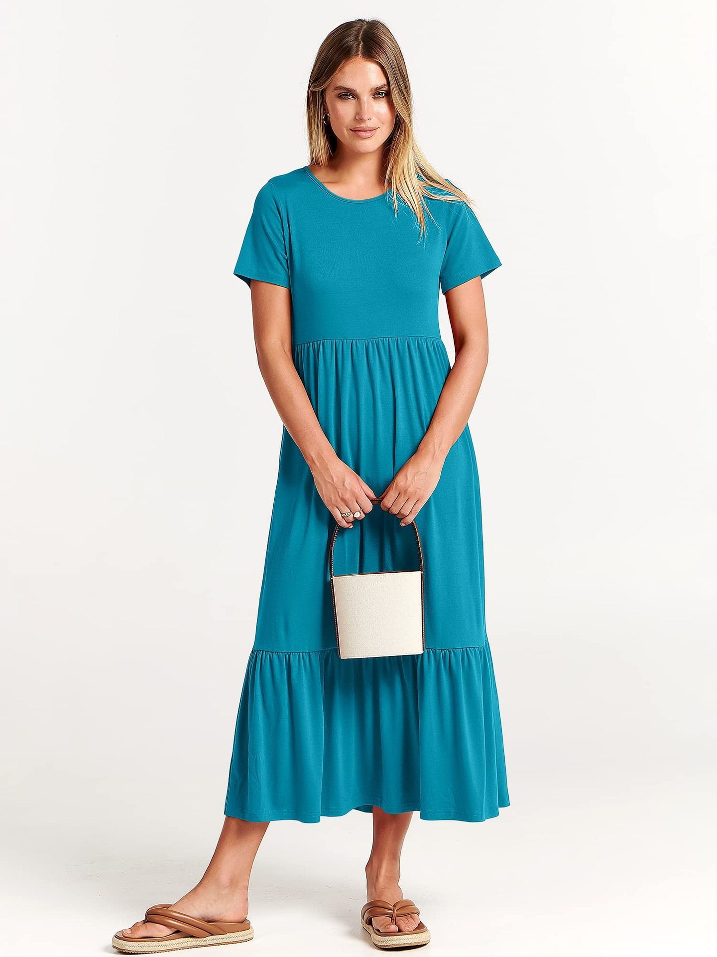 Robe Décontractée Femme Col Rond à Volants
