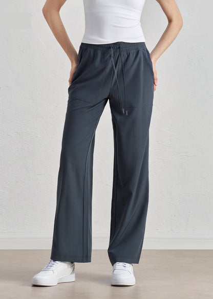 Pantalon ample taille haute à cordon