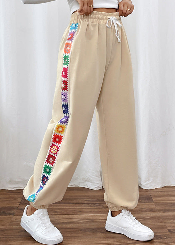 Pantalon ample femme rayures couture