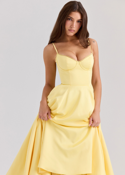 Robe Longue Rose Femme – Style Bustier & Jupe Volumineuse