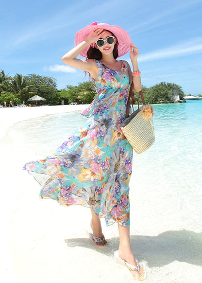 Robe midi fluide à imprimé floral en chiffon