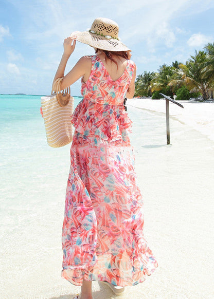 Robe midi fluide à imprimé floral en chiffon