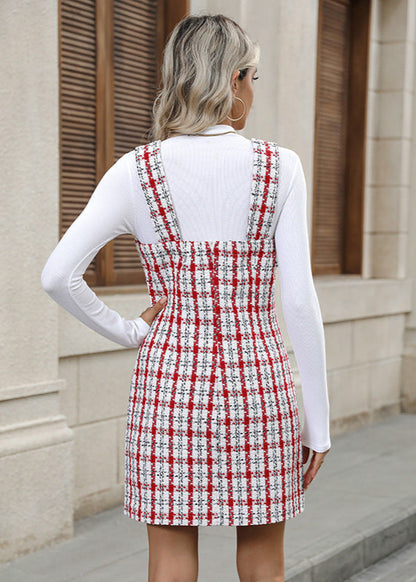 Robe Courte À Carreaux Style Preppy