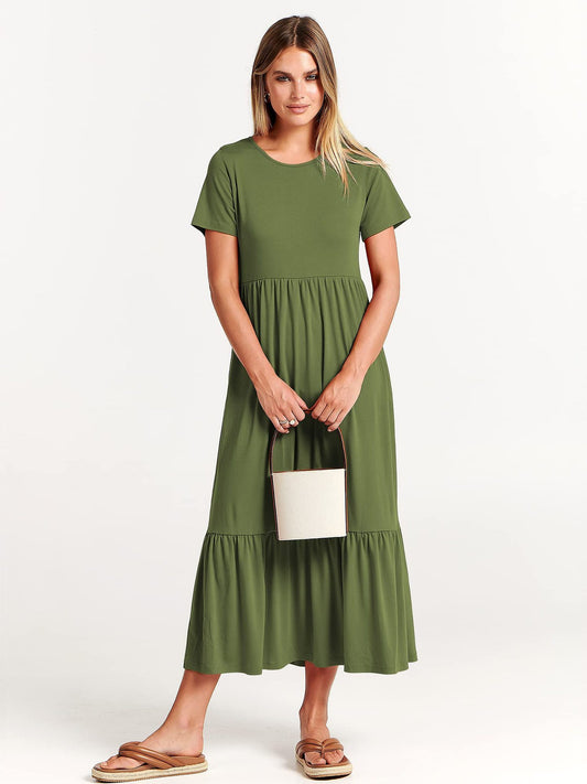 Robe Décontractée Femme Col Rond à Volants