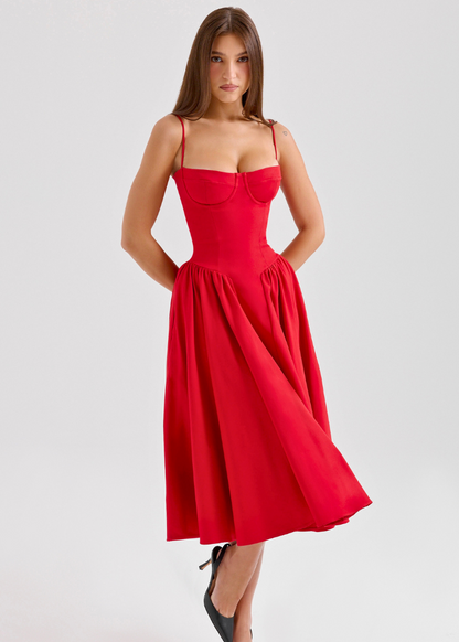 Robe Longue Rose Femme – Style Bustier & Jupe Volumineuse
