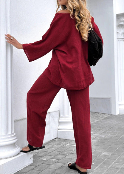 Ensemble casual coton lin femme