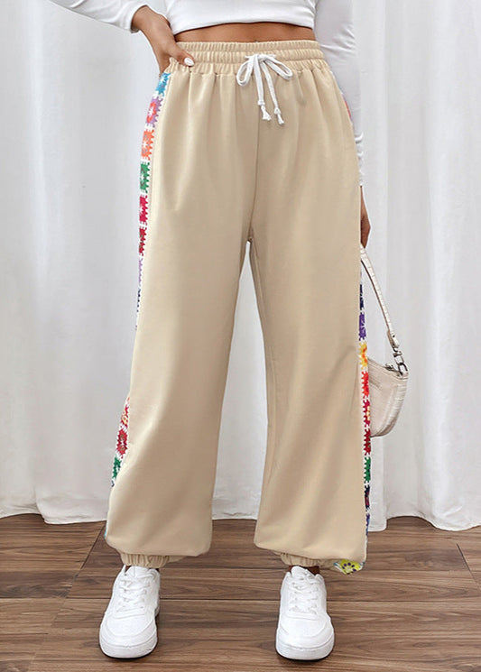 Pantalon ample femme rayures couture