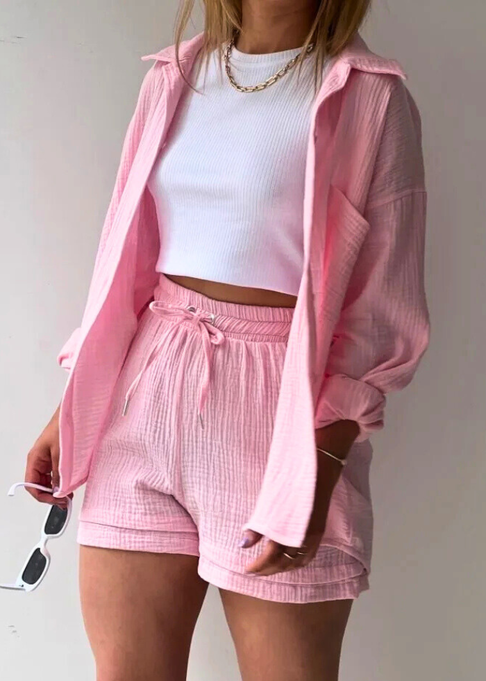 Ensemble 2 pièces lin léger – Chemise & Shorts