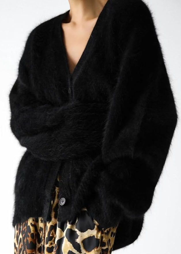 Gilet long col V boutonné femme