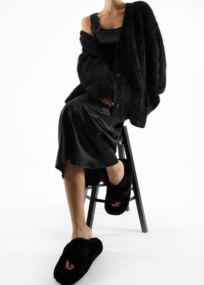 Gilet long col V boutonné femme