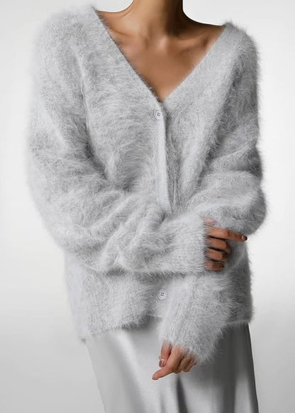 Gilet long col V boutonné femme