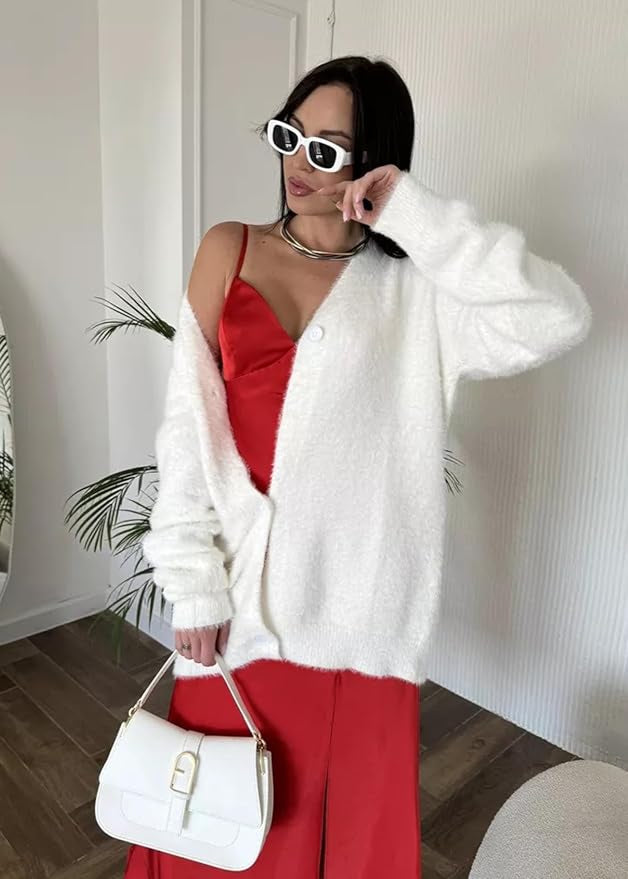 Gilet long col V boutonné femme