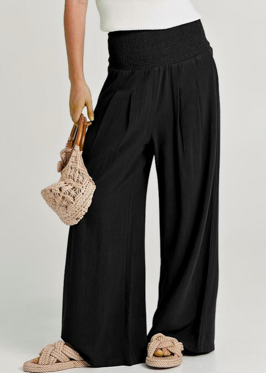Pantalon Large Taille Haute Femme