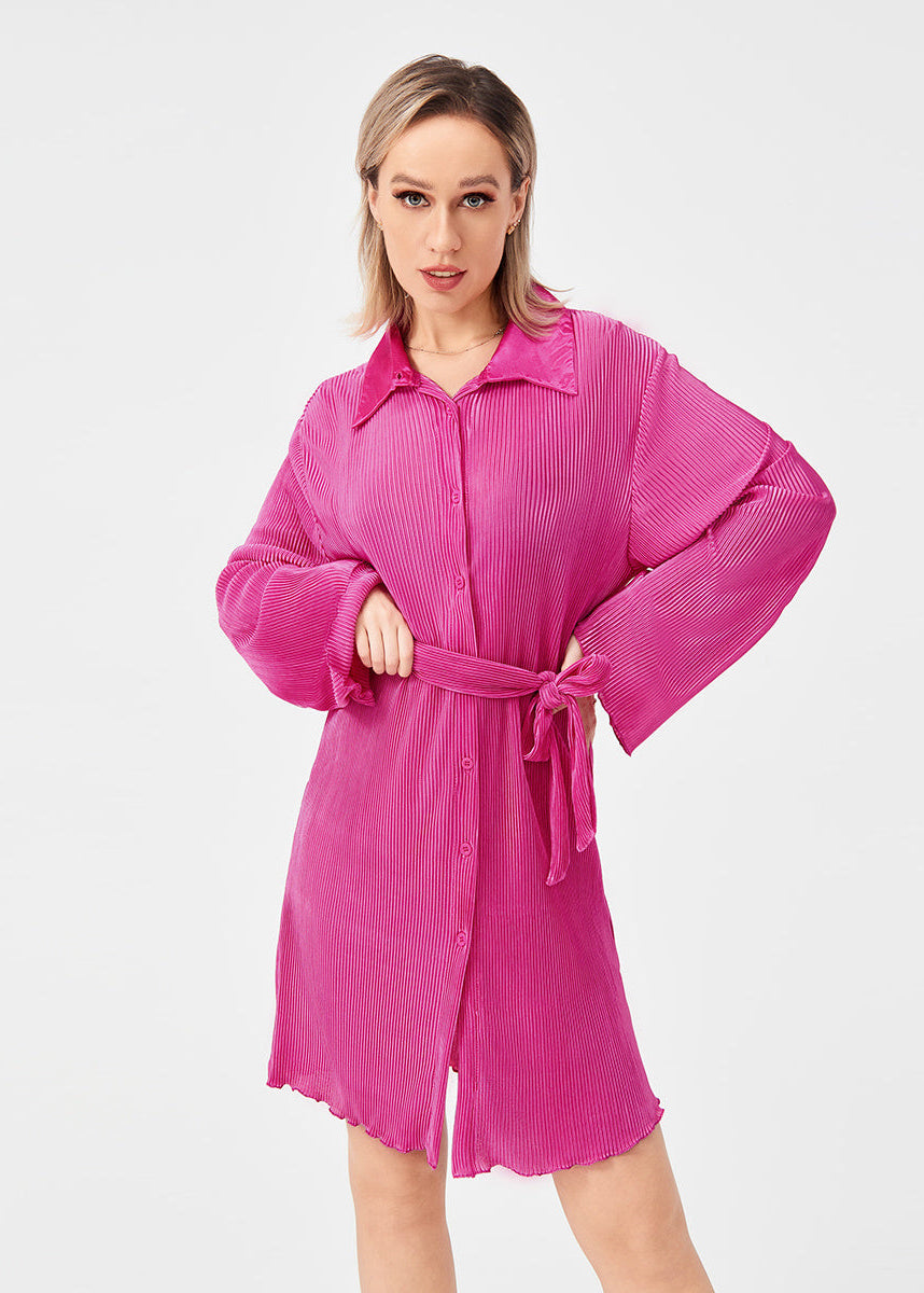 Chemise Plissée Décontractée avec Ceinture