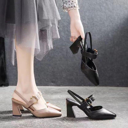 Sandales Élégantes à Talons Épais Bout Pointu