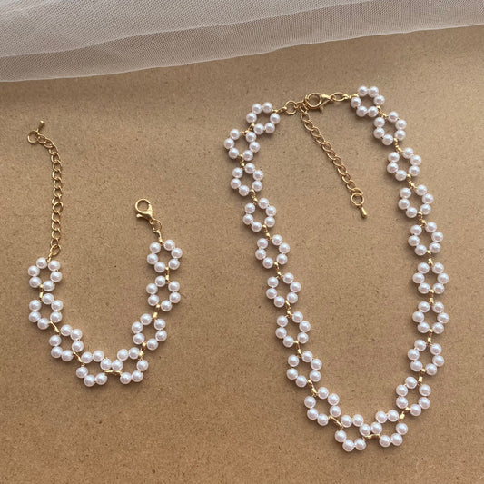 Collier bracelet perles femme élégant