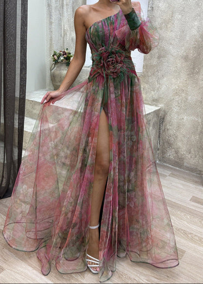 Robe longue tie-dye à fente élégante