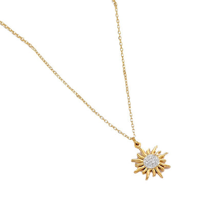 Pendentif tournesol acier doré 14K