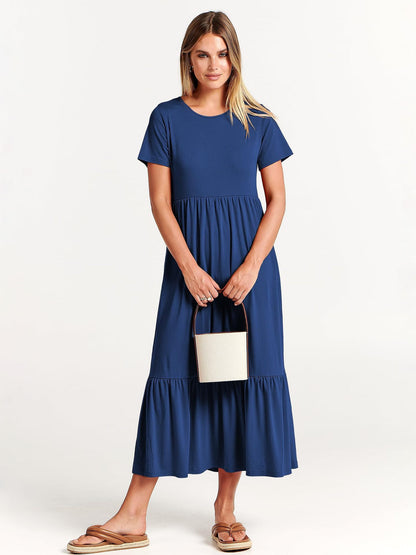 Robe Décontractée Femme Col Rond à Volants