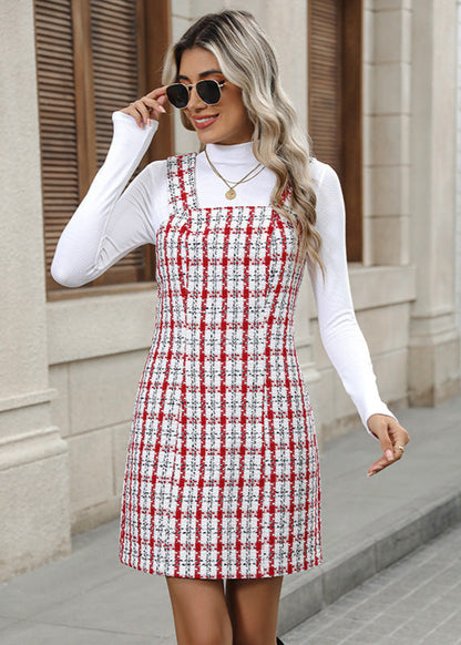 Robe Courte À Carreaux Style Preppy