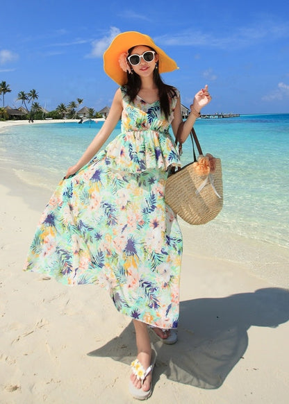 Robe midi fluide à imprimé floral en chiffon