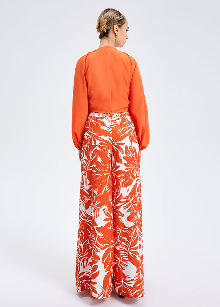 Ensemble Femme 2 Pièces – Haut Noué & Pantalon Imprimé