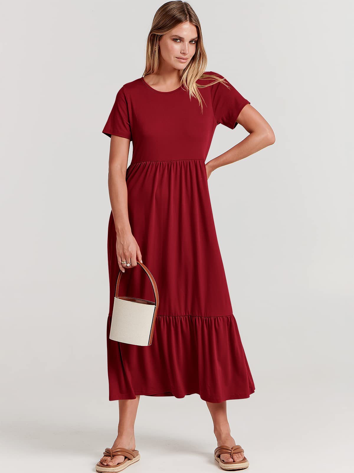 Robe Décontractée Femme Col Rond à Volants