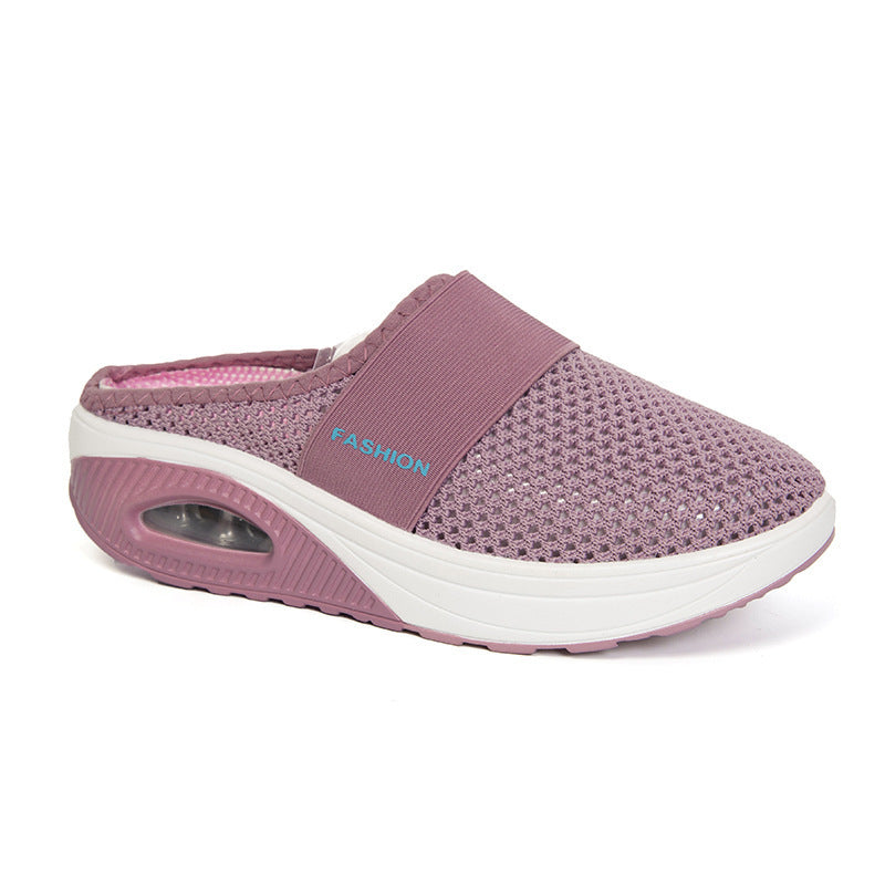 Chaussons maille talon compensé respirants