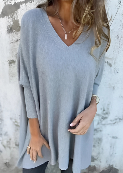 Pull long V-cou oversize automne